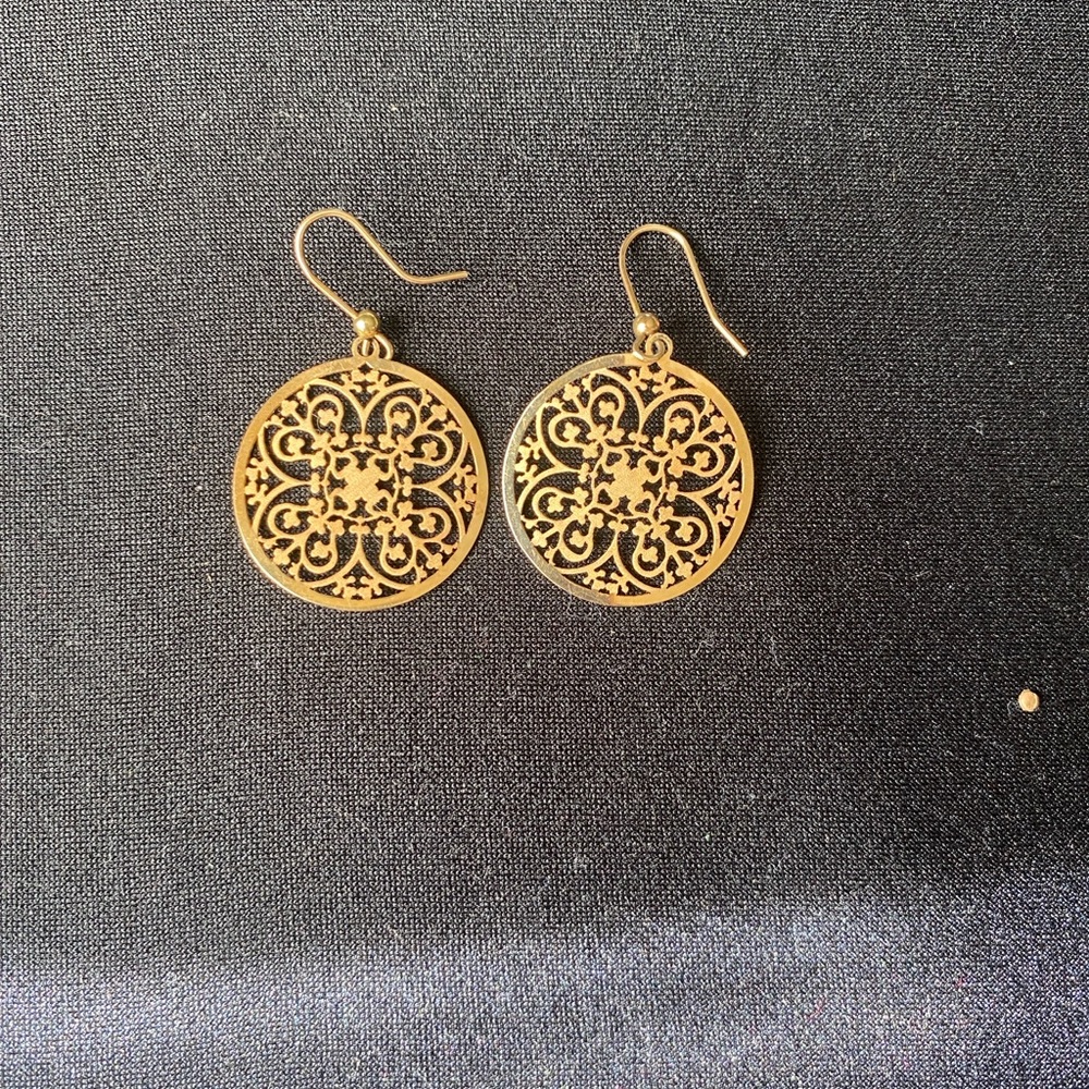 Gold Filigree Round Drop Earrings — Elegant Women’s Accessories
